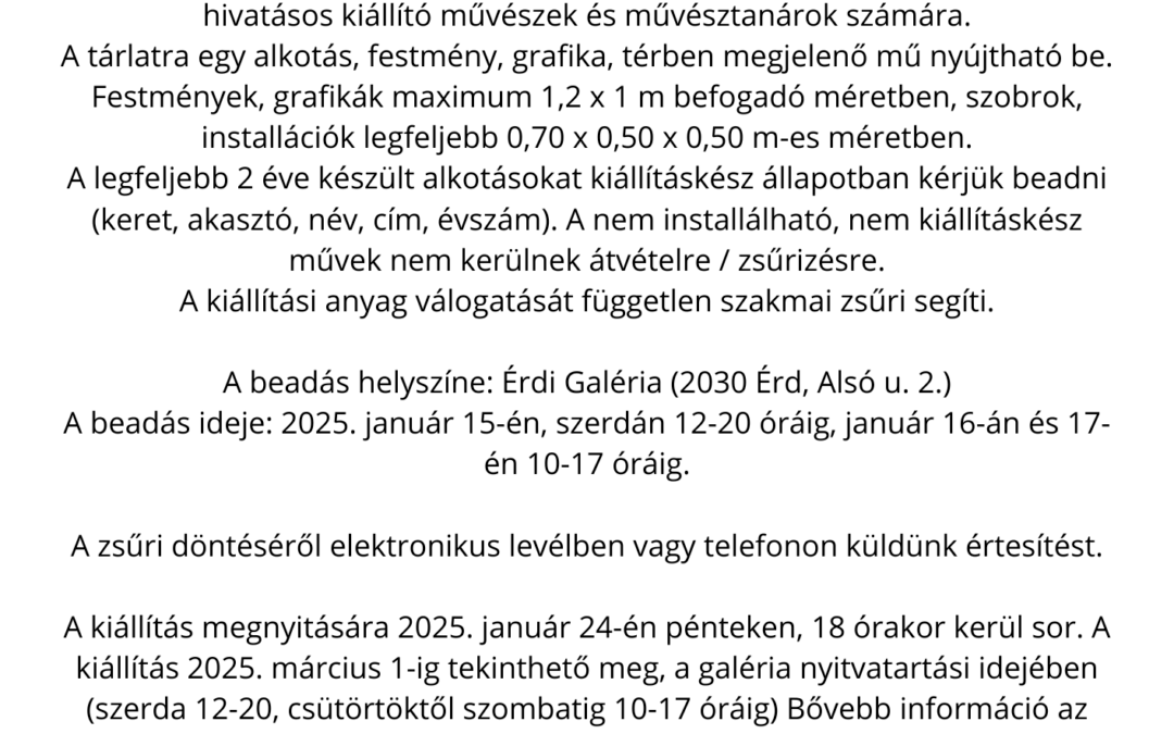 Téli Tárlat 2025 – Felhívás