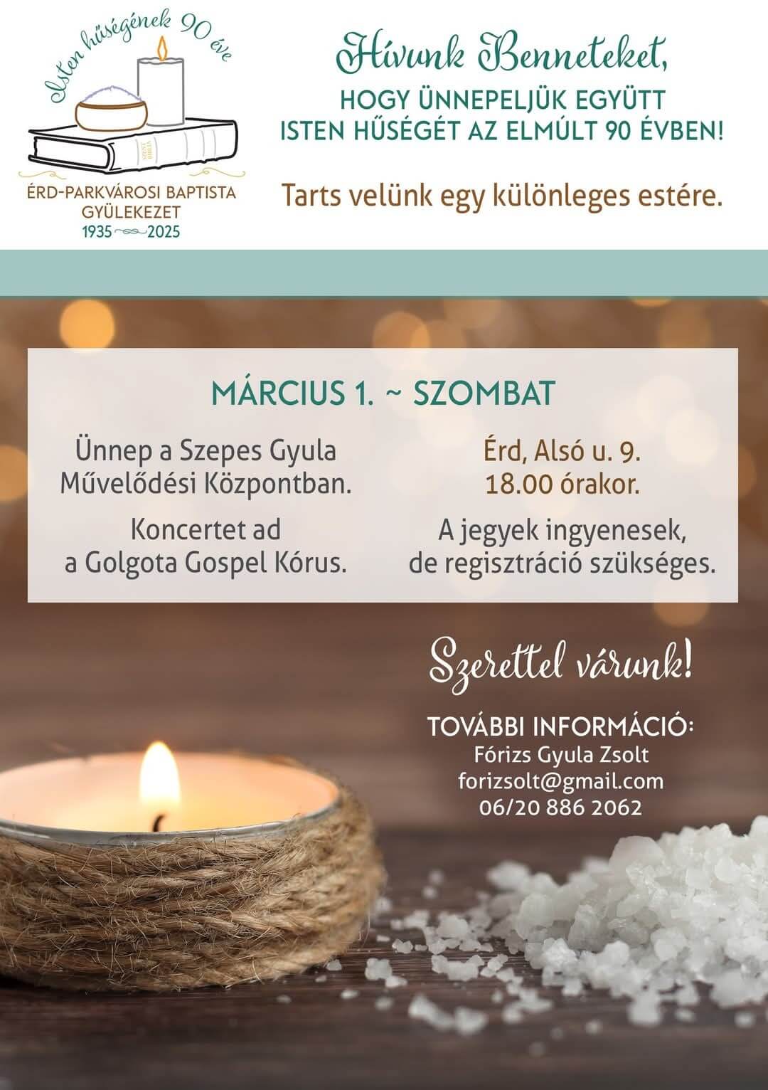 Érd-parkvárosi Baptista Gyülekezet fennállásának 90. évfordulója