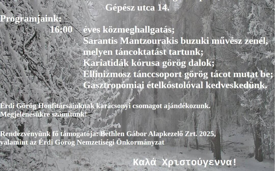 Görög Nemzetiségi Önkormányzat karácsonyi ünnepsége