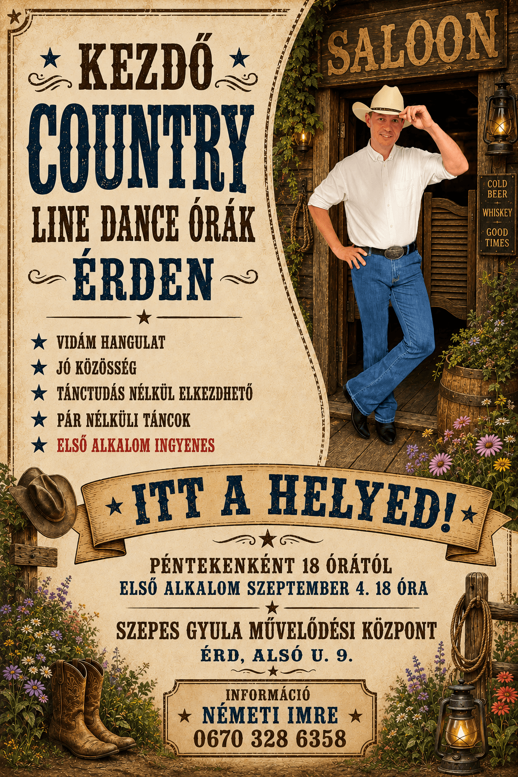 Kezdő country line dance órák